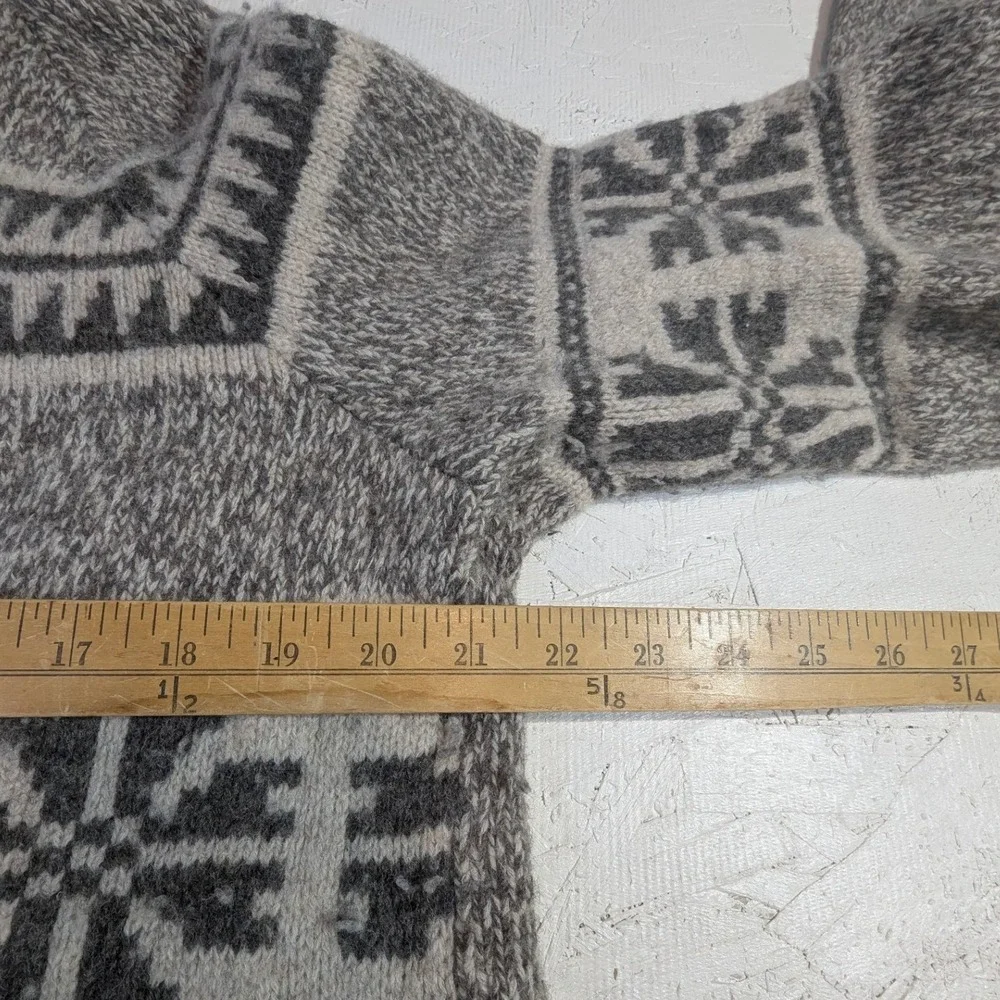 Eddie Bauer Lambswool Sweater XL Gray Nordic Fair Isle‎ Quarter